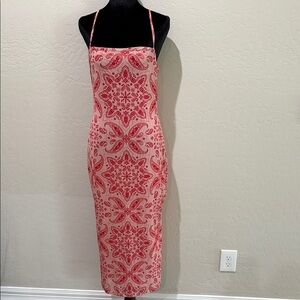 RESA Pink and Red Paisley Midi Dress